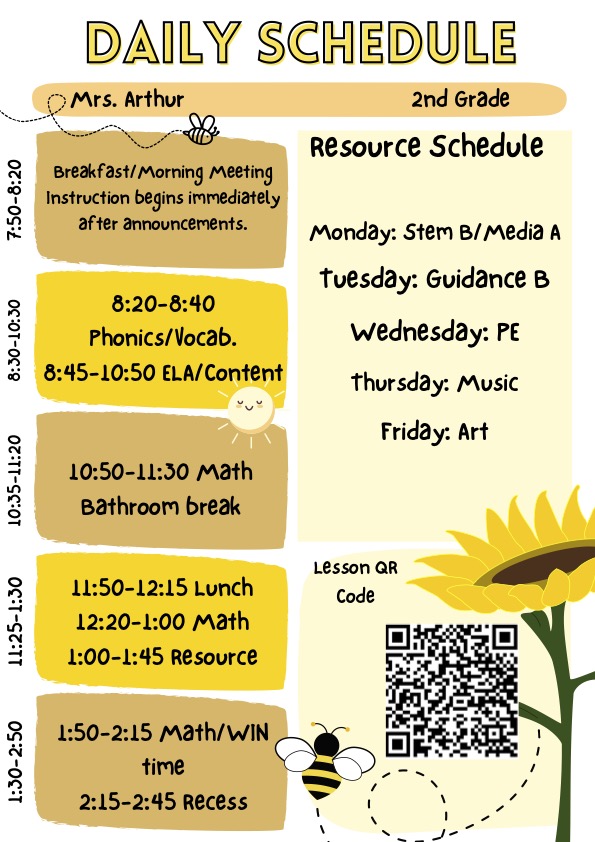 Mrs. Arthur's Schedule