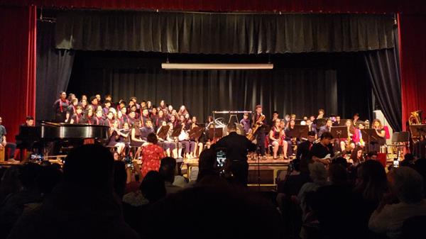Students on stage at the spring concert