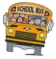A clipart image of a school bus with students in it