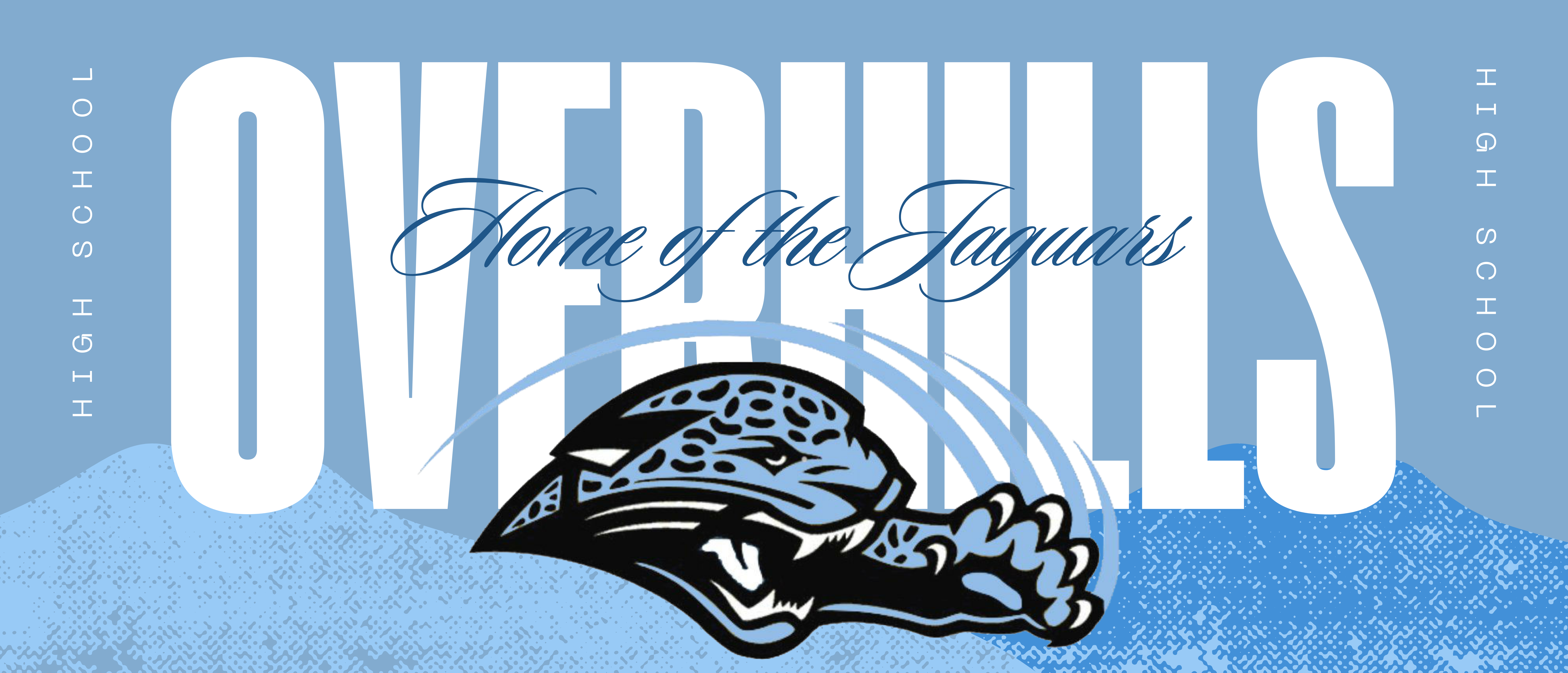 The official OHS jaguar with overhills in large letters behind it. 