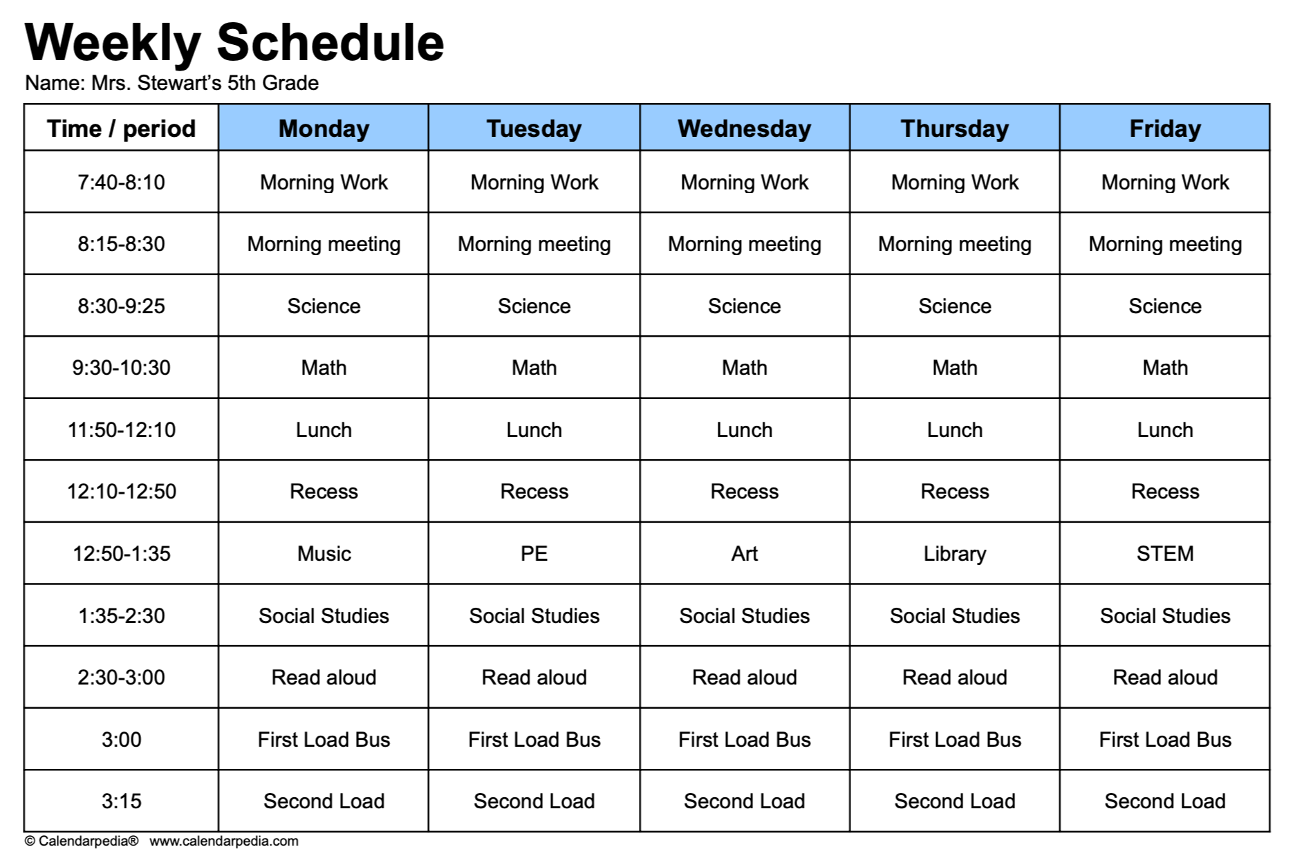 Weekly Schedule