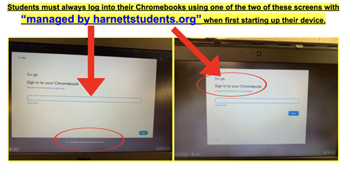 Students login into chromebooks