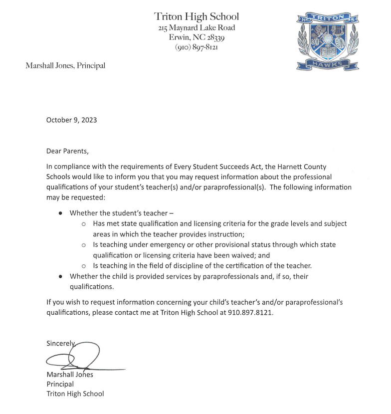 Every Student Succeeds Act Information Triton High School