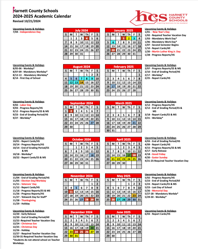 HCS 2024-2025 Academic Calendar
