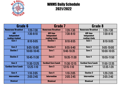 Schedules | Western Harnett Middle School