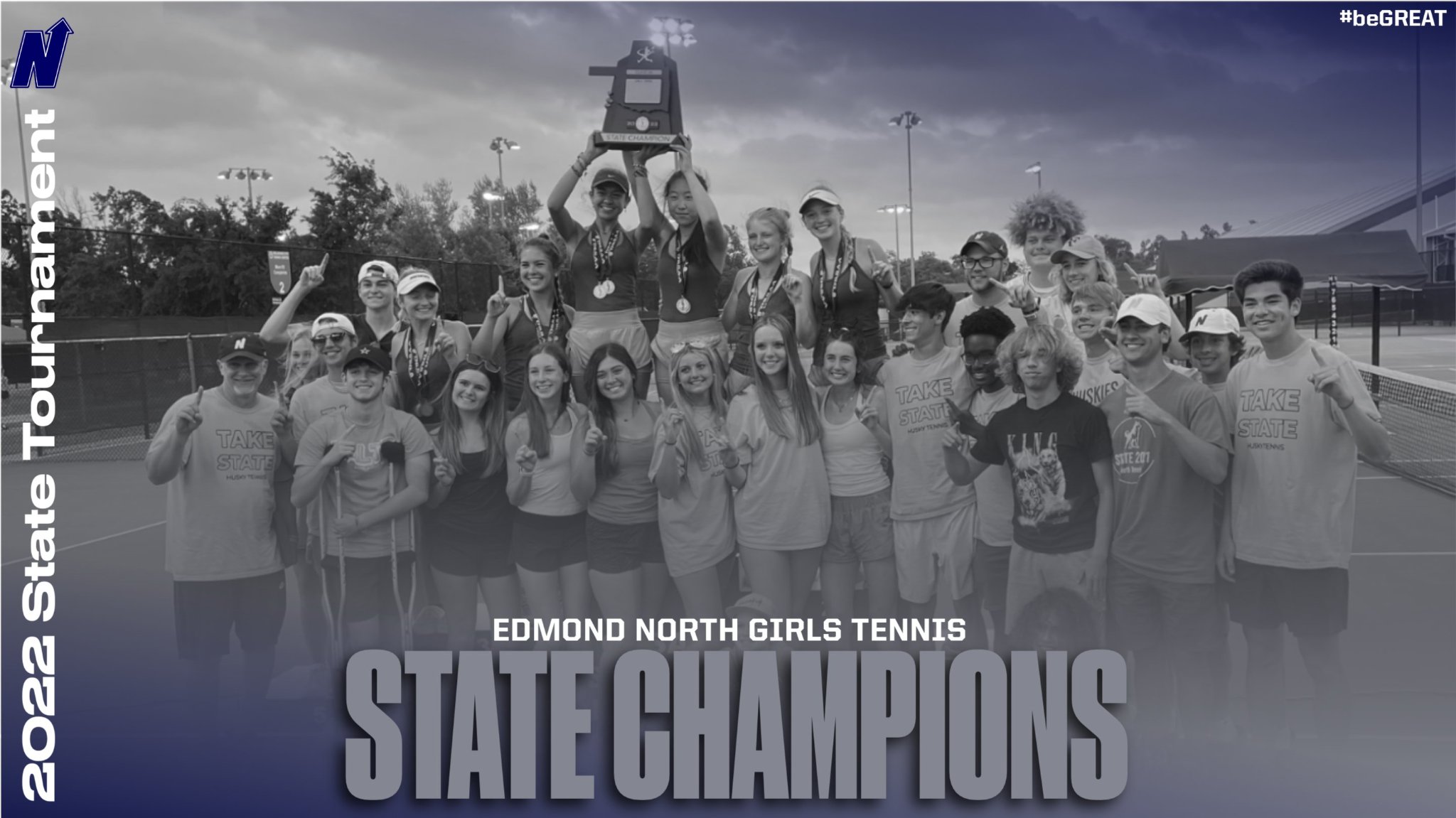 Edmond North Tennis Champs Hold Up Trophy 