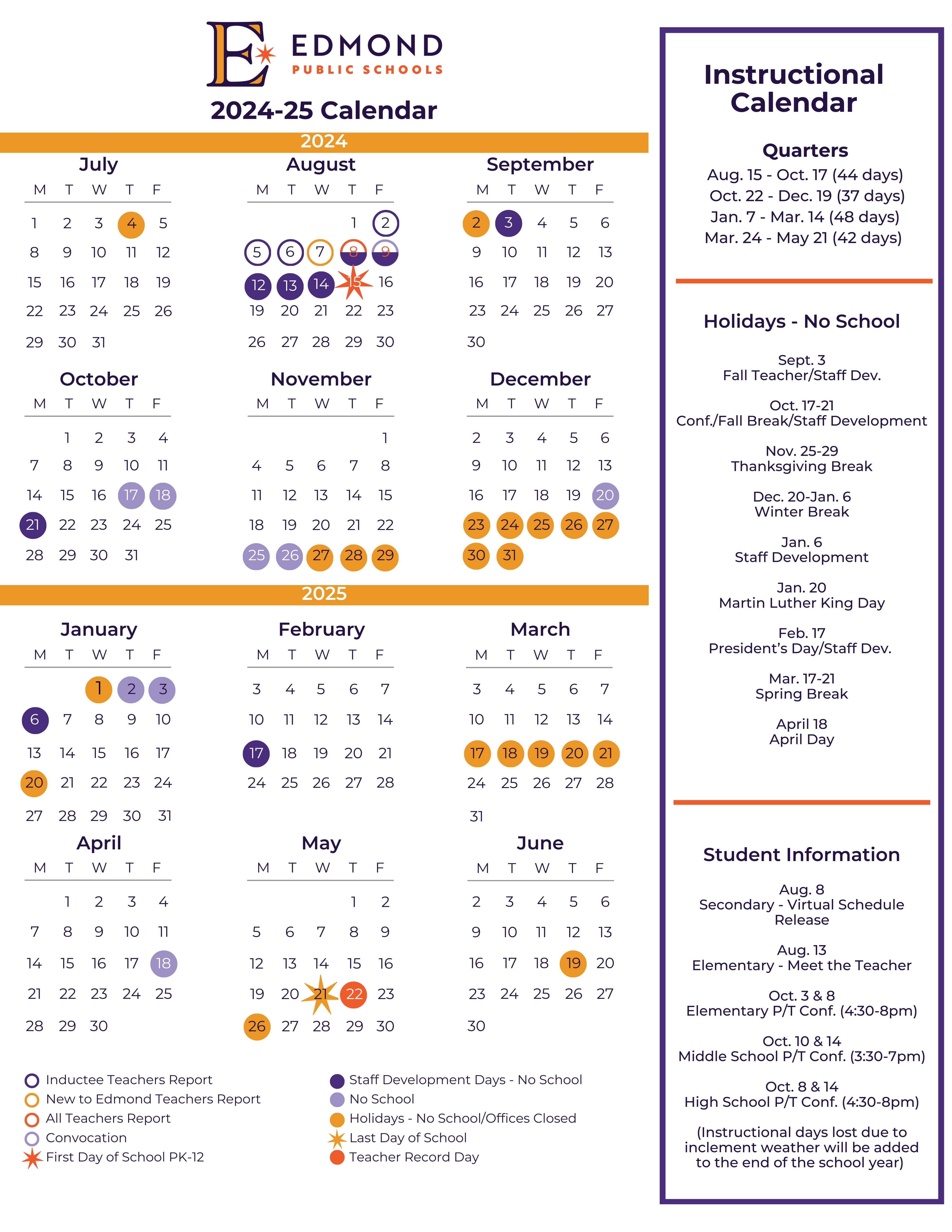 2024-25 district calendar