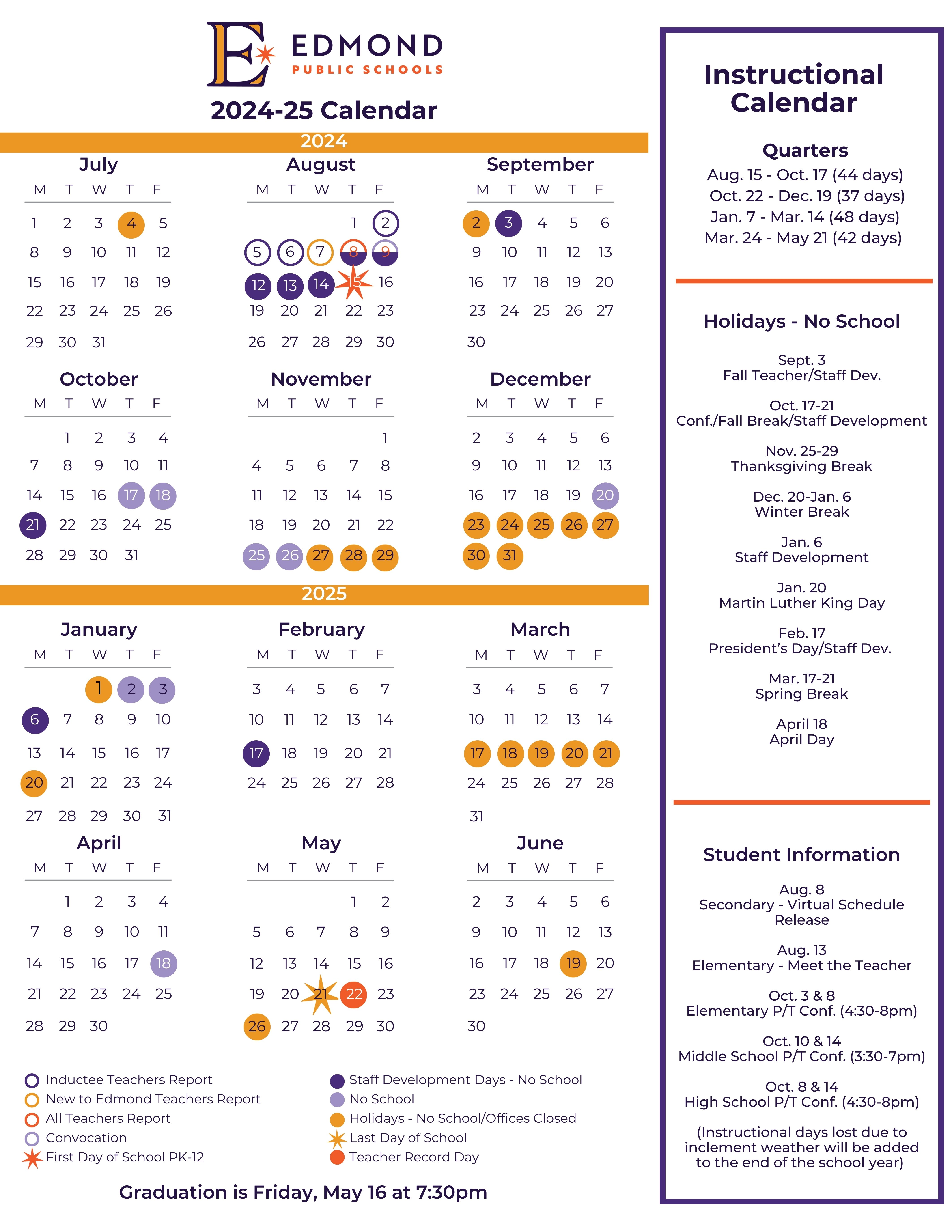 2024-25 district calendar