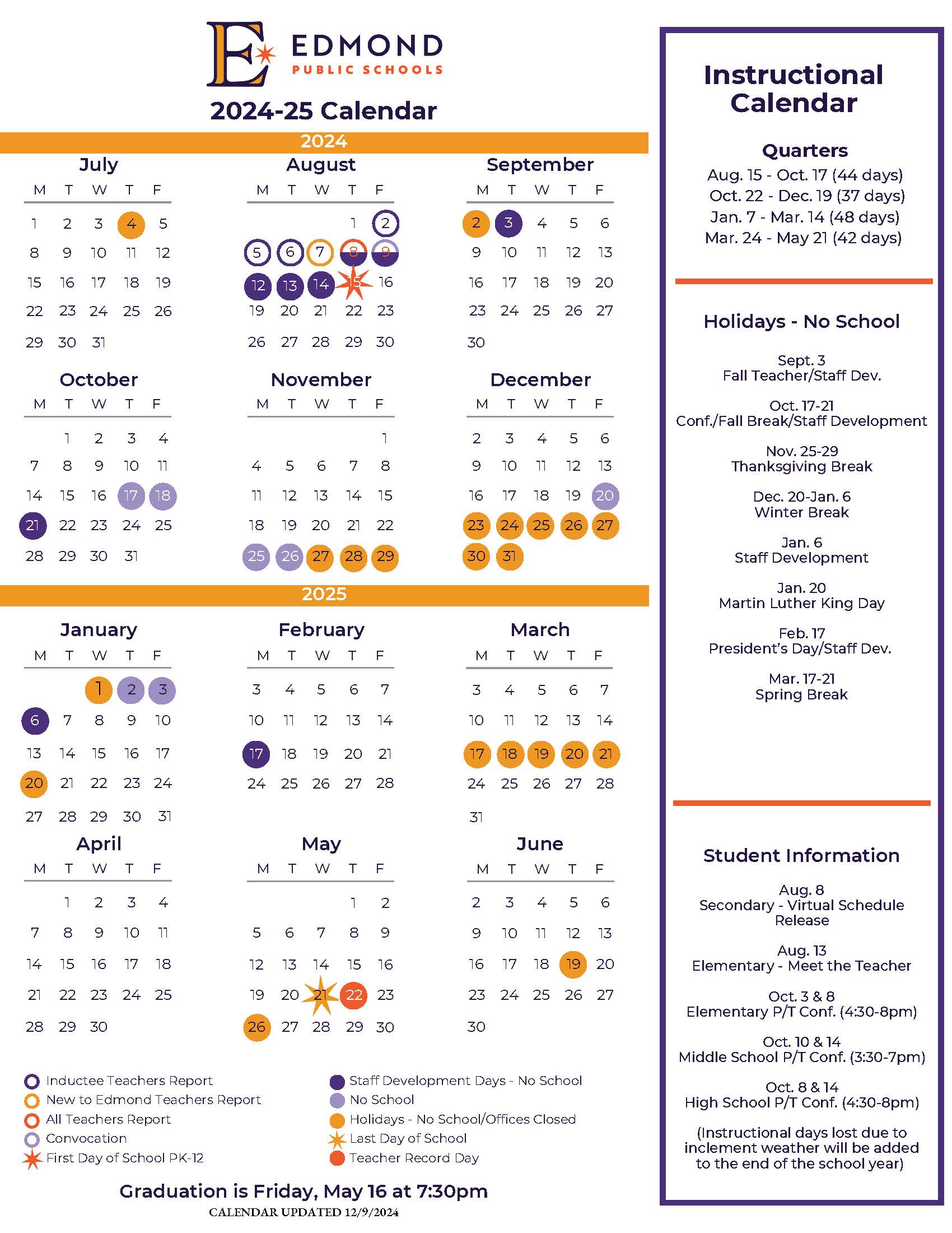 Calendar Edmond Public Schools