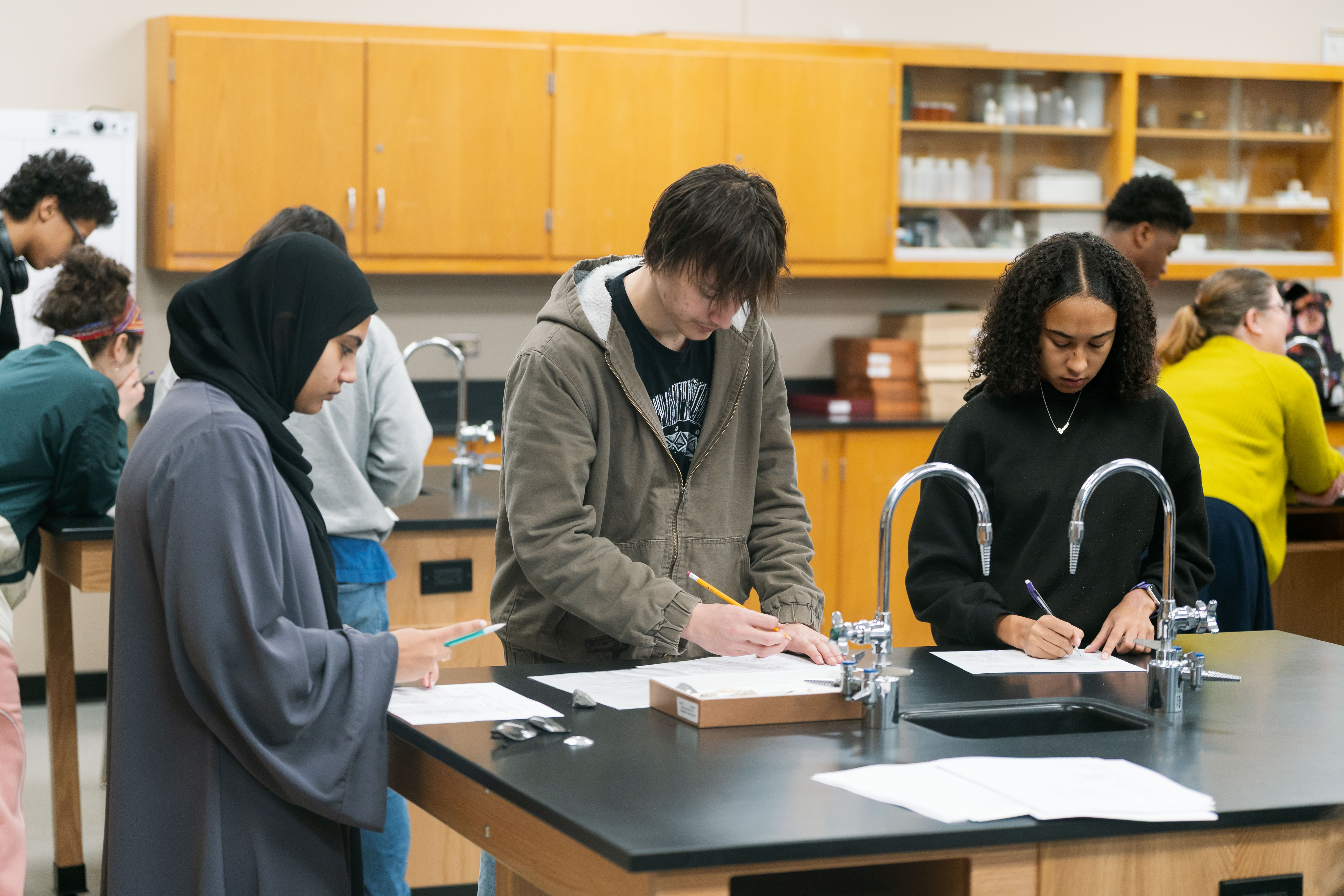 students working on a lab