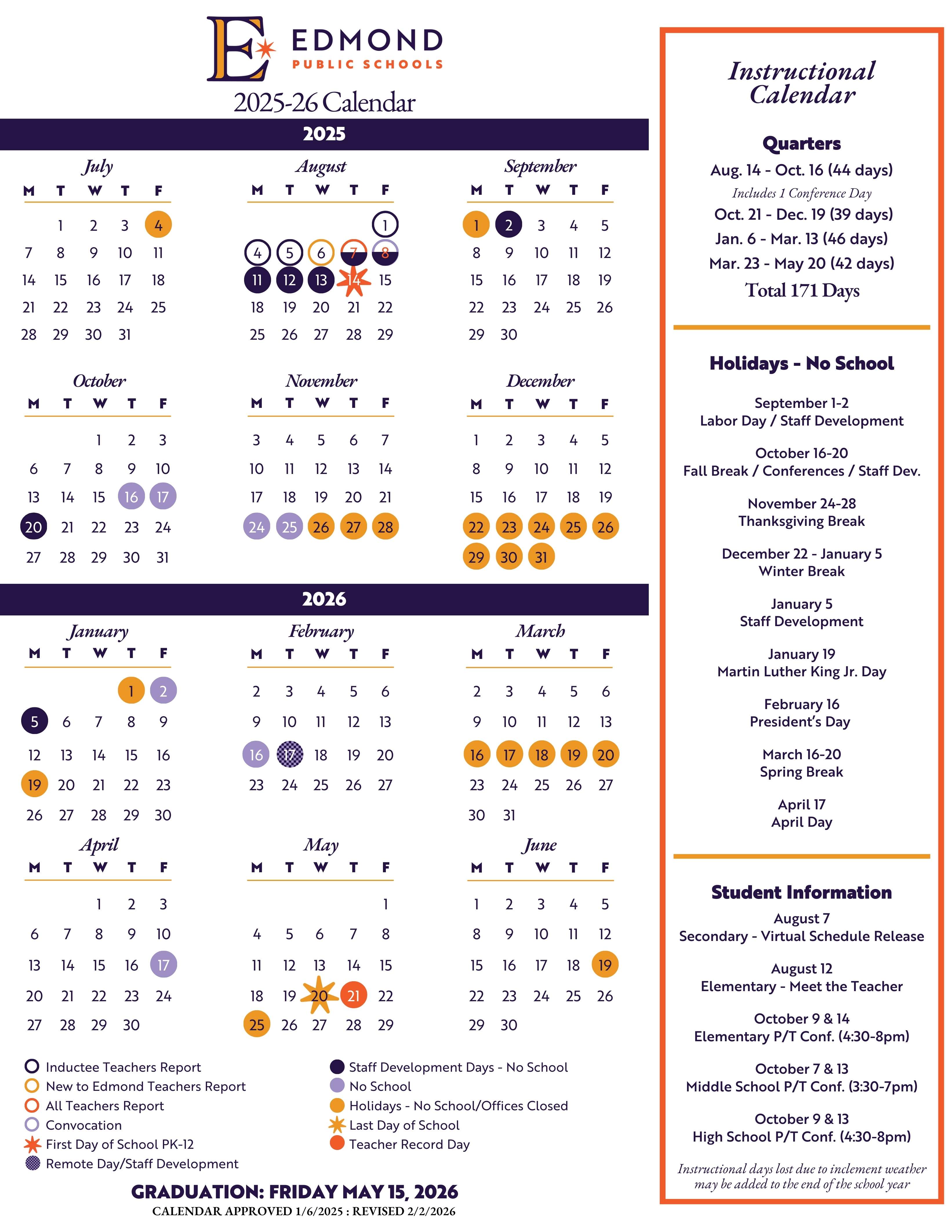 Calendar | Edmond Public Schools