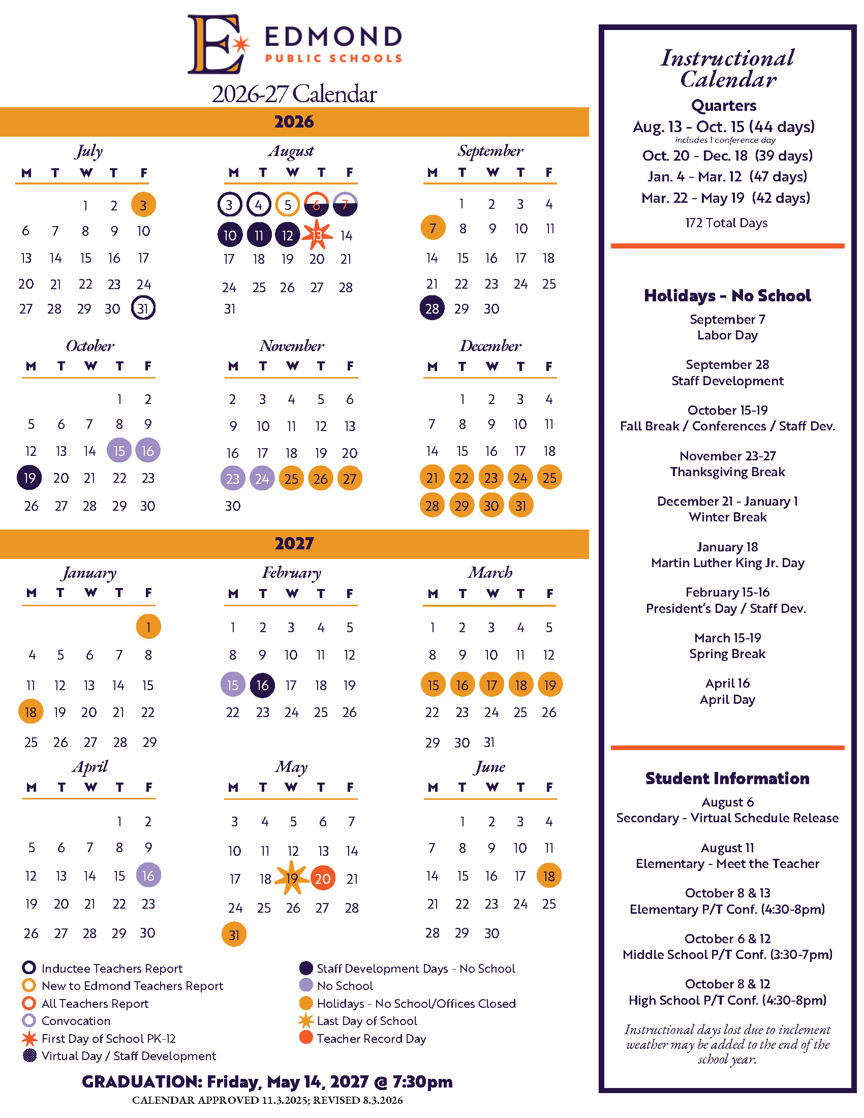 2026-27 calendar