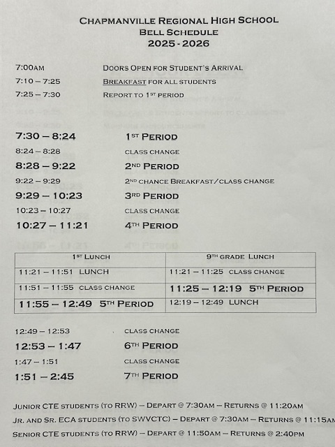 Bell Schedule 2025-26