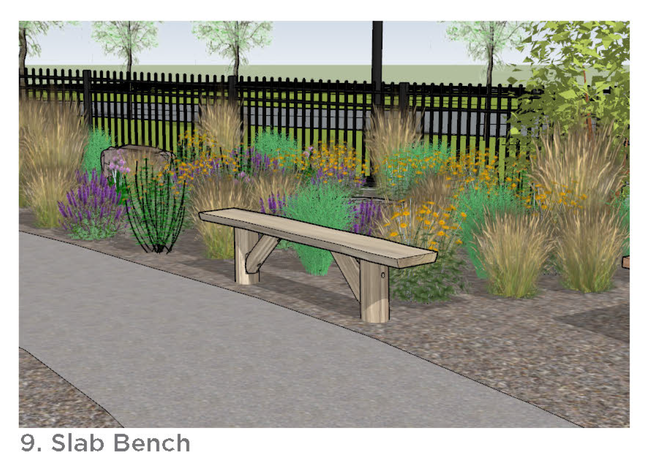 Photo of the slab bench.