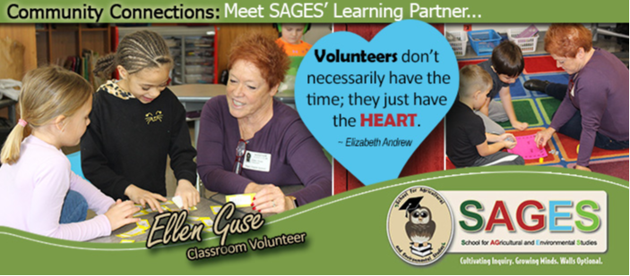 VOLUNTEERS DON'T NECESSARILY HAVE THE TIME; THEY JUST HAVE THE HEART. - ELIZABETH ANDREW - PHOTOS OF ELLEN GUSE - CLASSROOM VOLUNTEER.