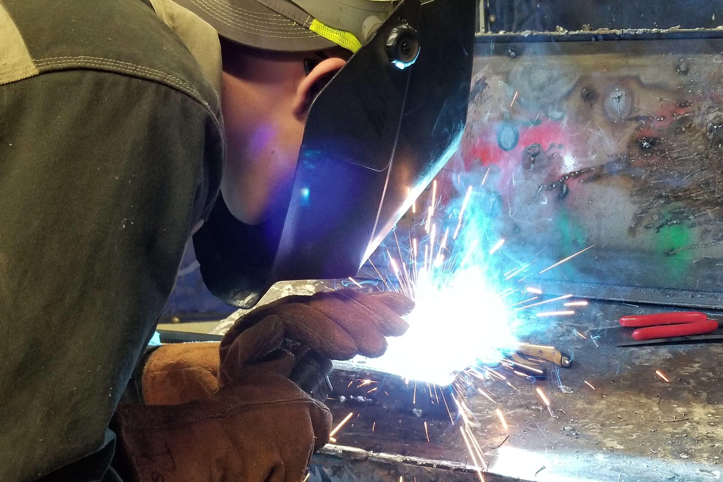 Industrial Welding student works on different types of welds