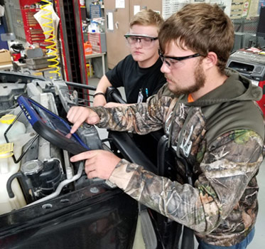 Auto Service Technology students diagnose errors for a vehicle