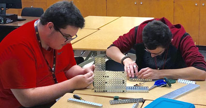 Engineering students working on projects