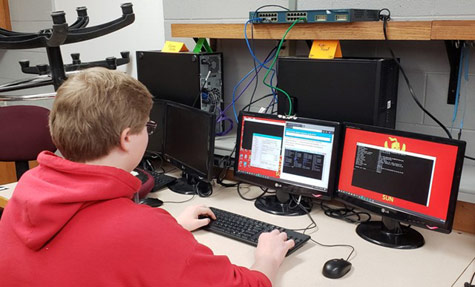 Computer Service student completing certification