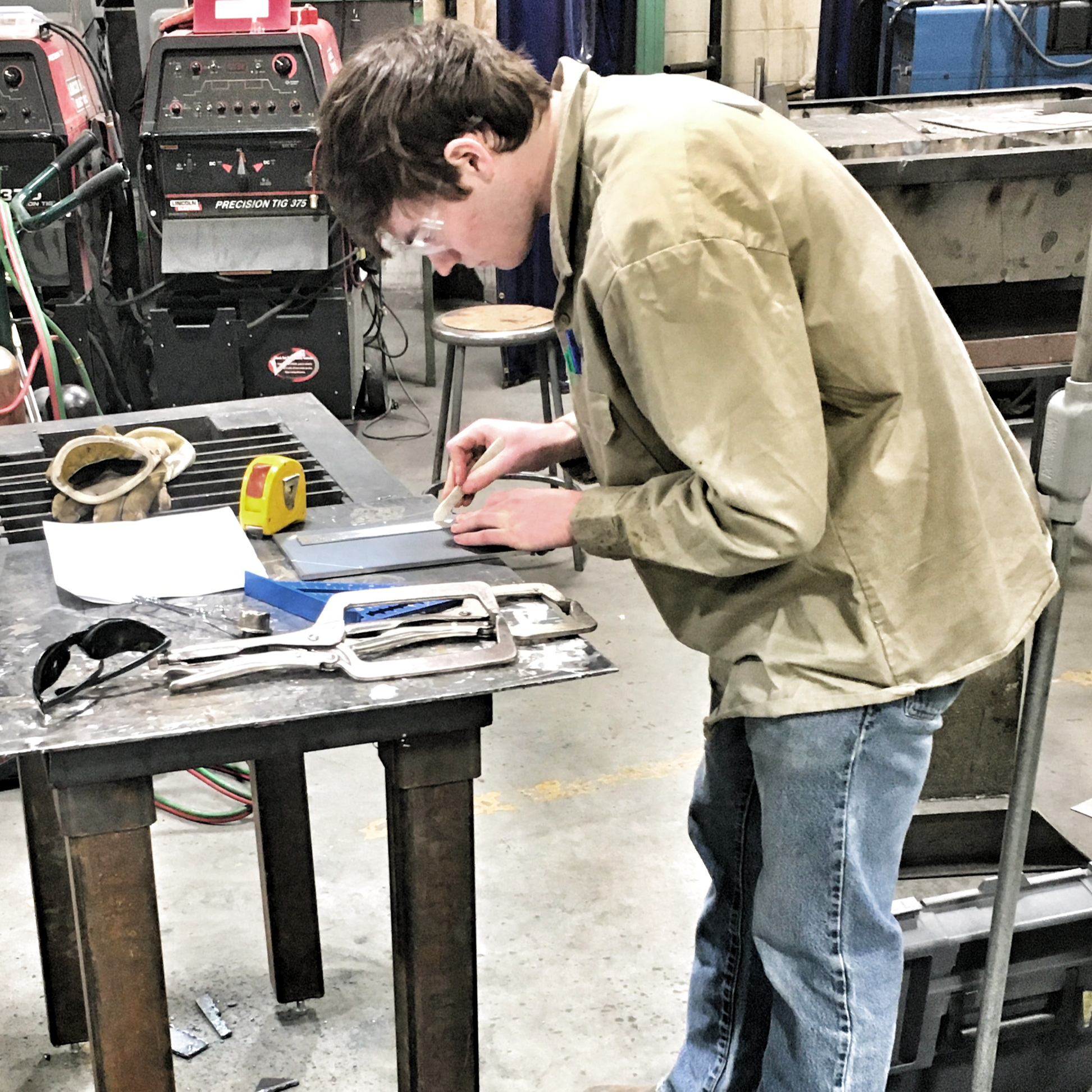 SkillsUSA member competes in the welding portion of competition
