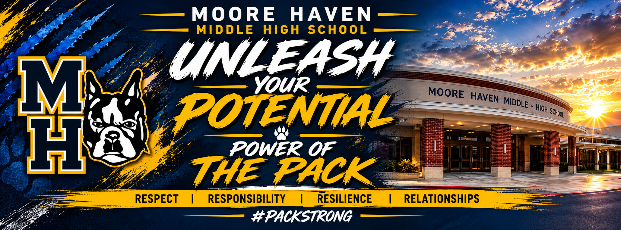MHMHS Unleashed with a photo of the High School