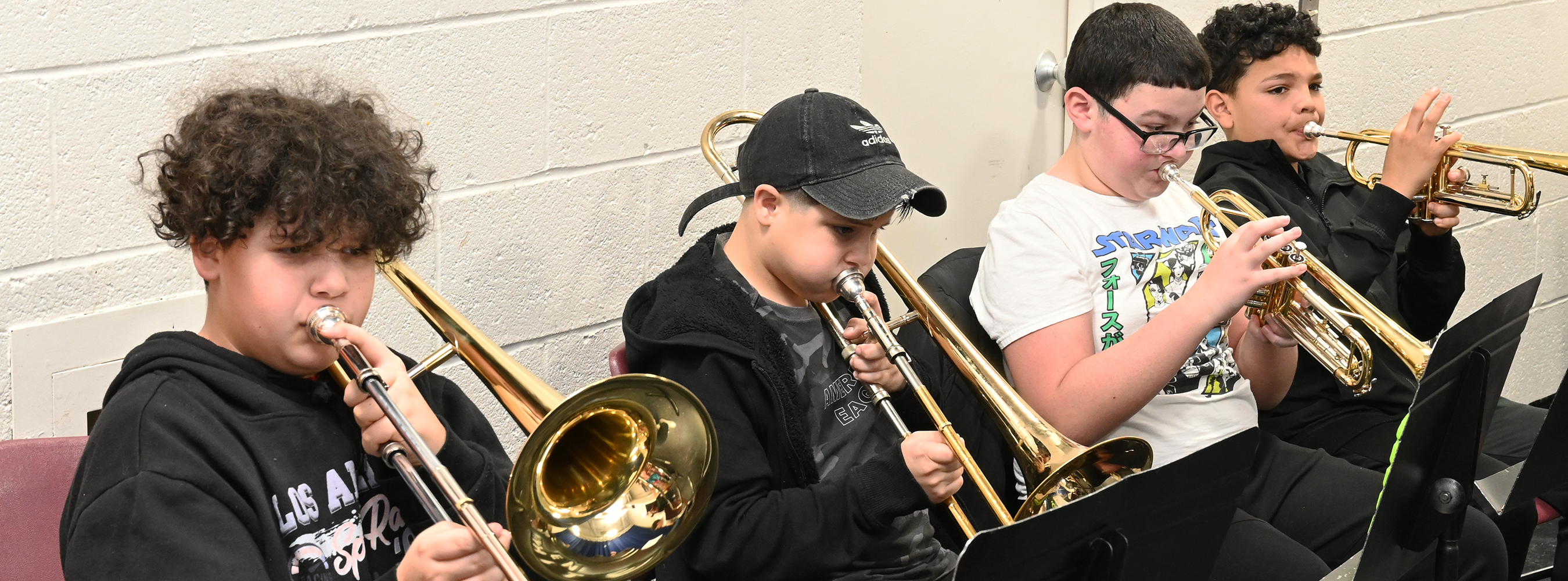 The brass section of the fifth grade band