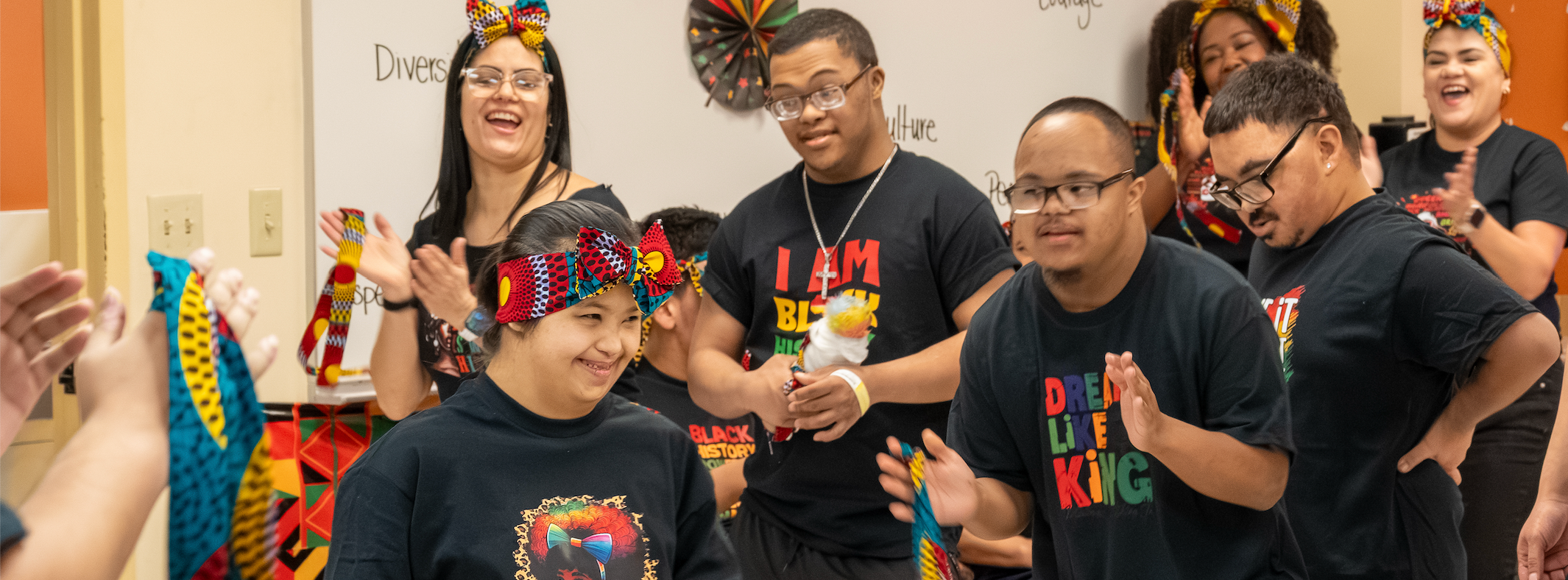 Students dance during a Black History Month event
