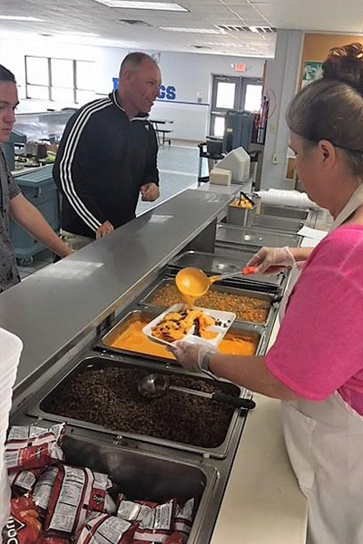 food being served in the lunch line
