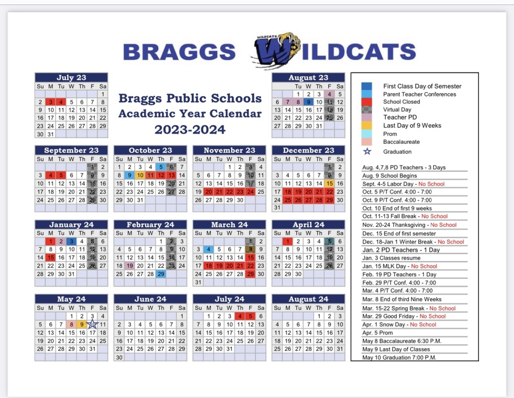 UPDATED School Calendar for 2023-24