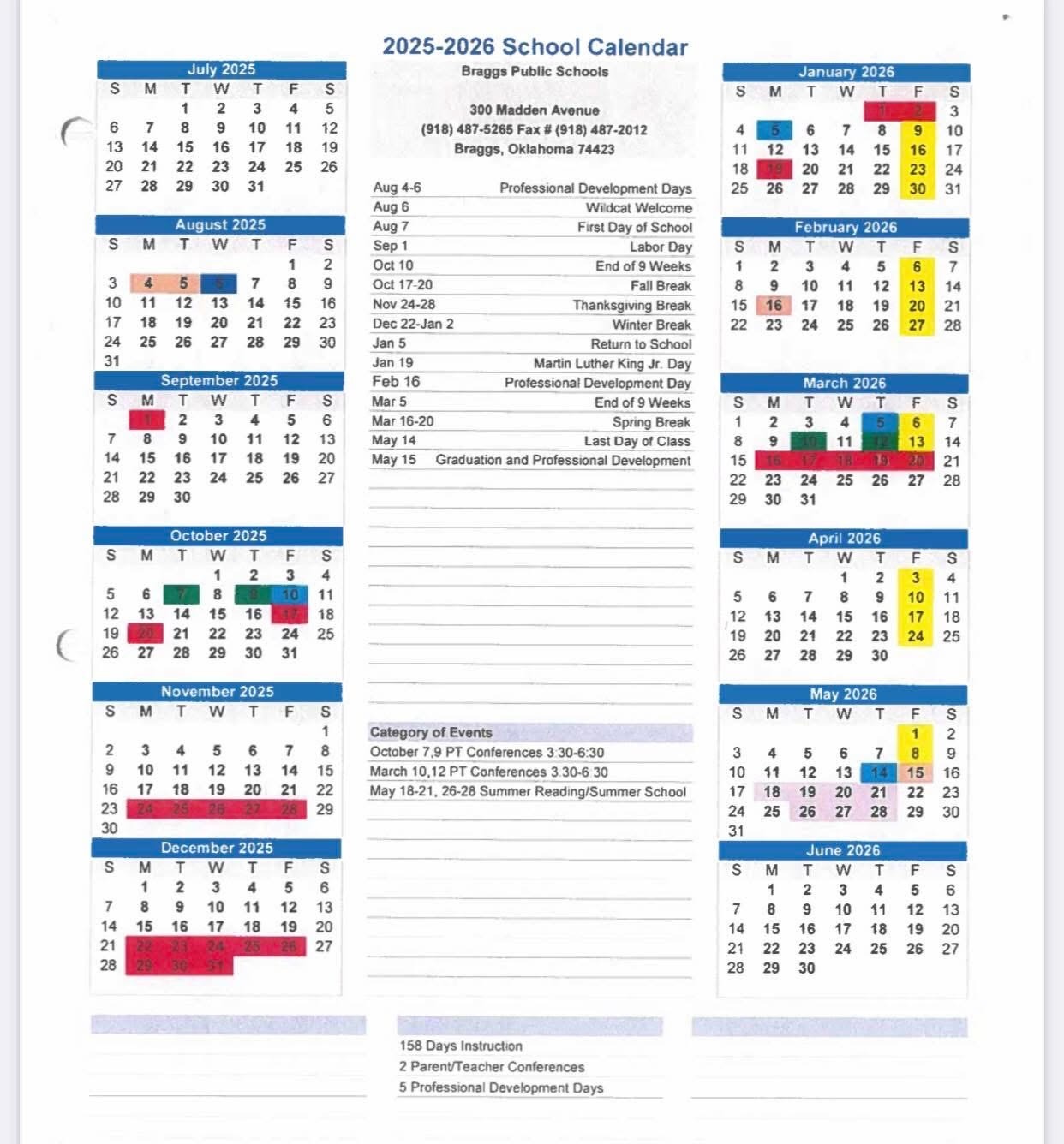 2025-2026 School Calendar