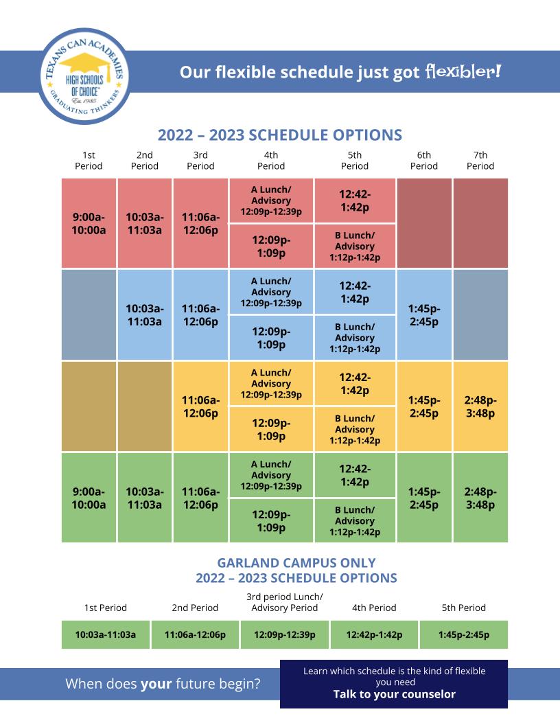 2022-2023 Schedule Options