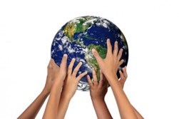 Hands holding a globe 