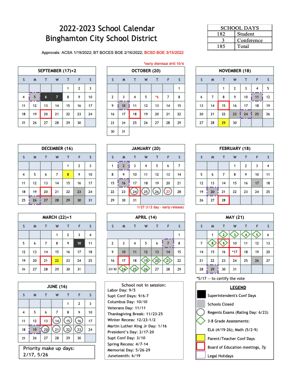 2022-23 School Year at a Glance Calendar
