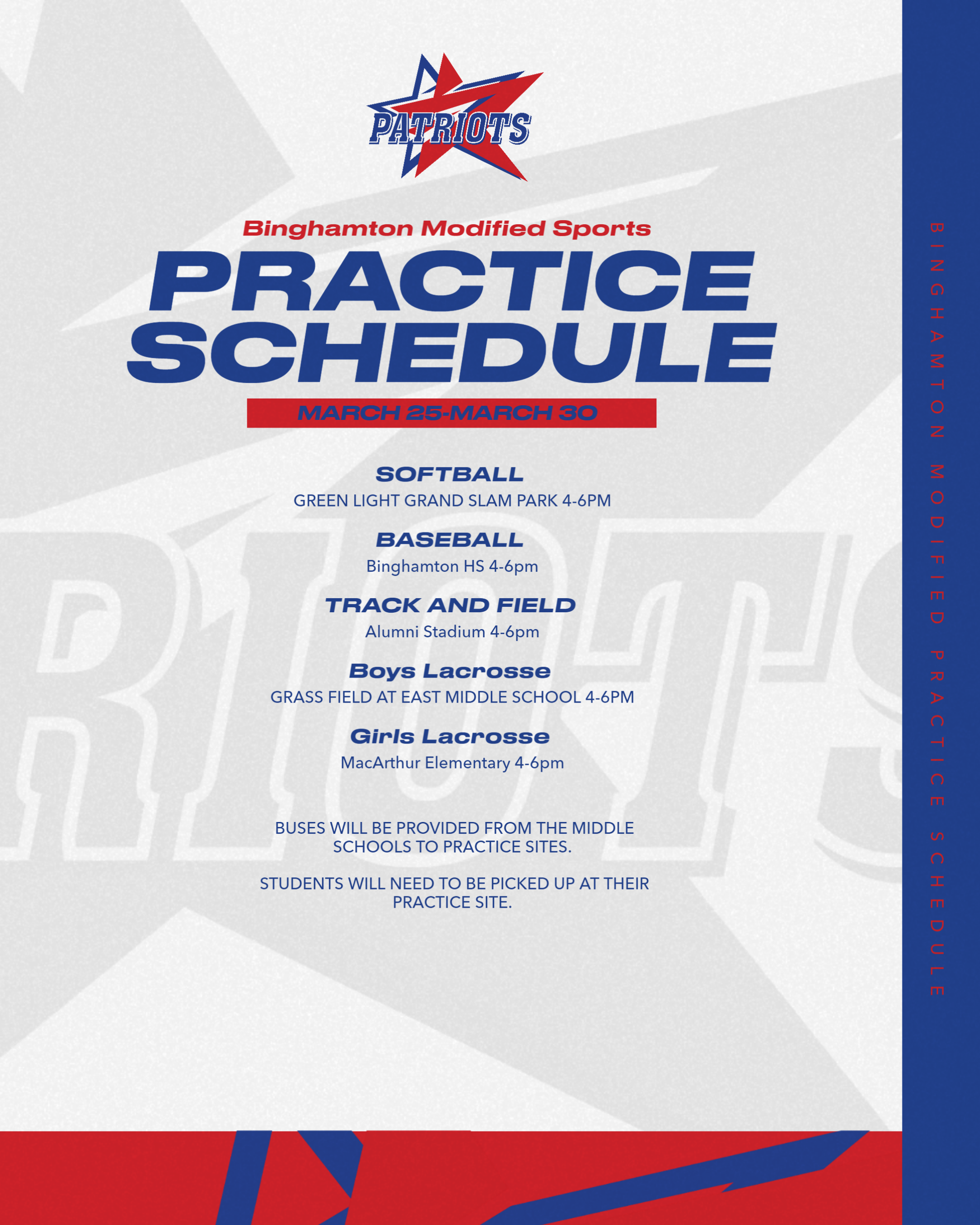 Modified Practice Schedule 