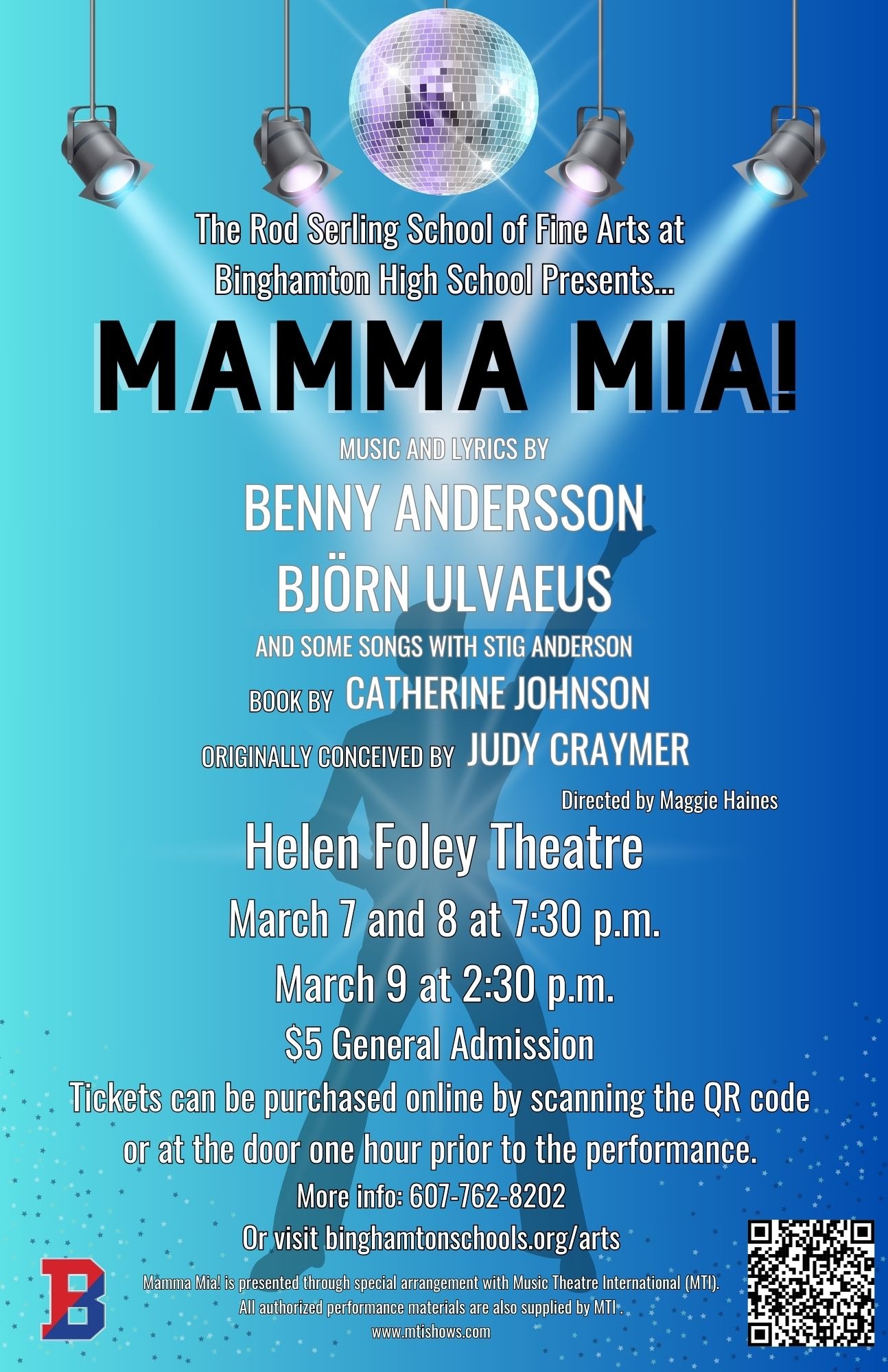 poster with information for BHS performance of Mamma Mia