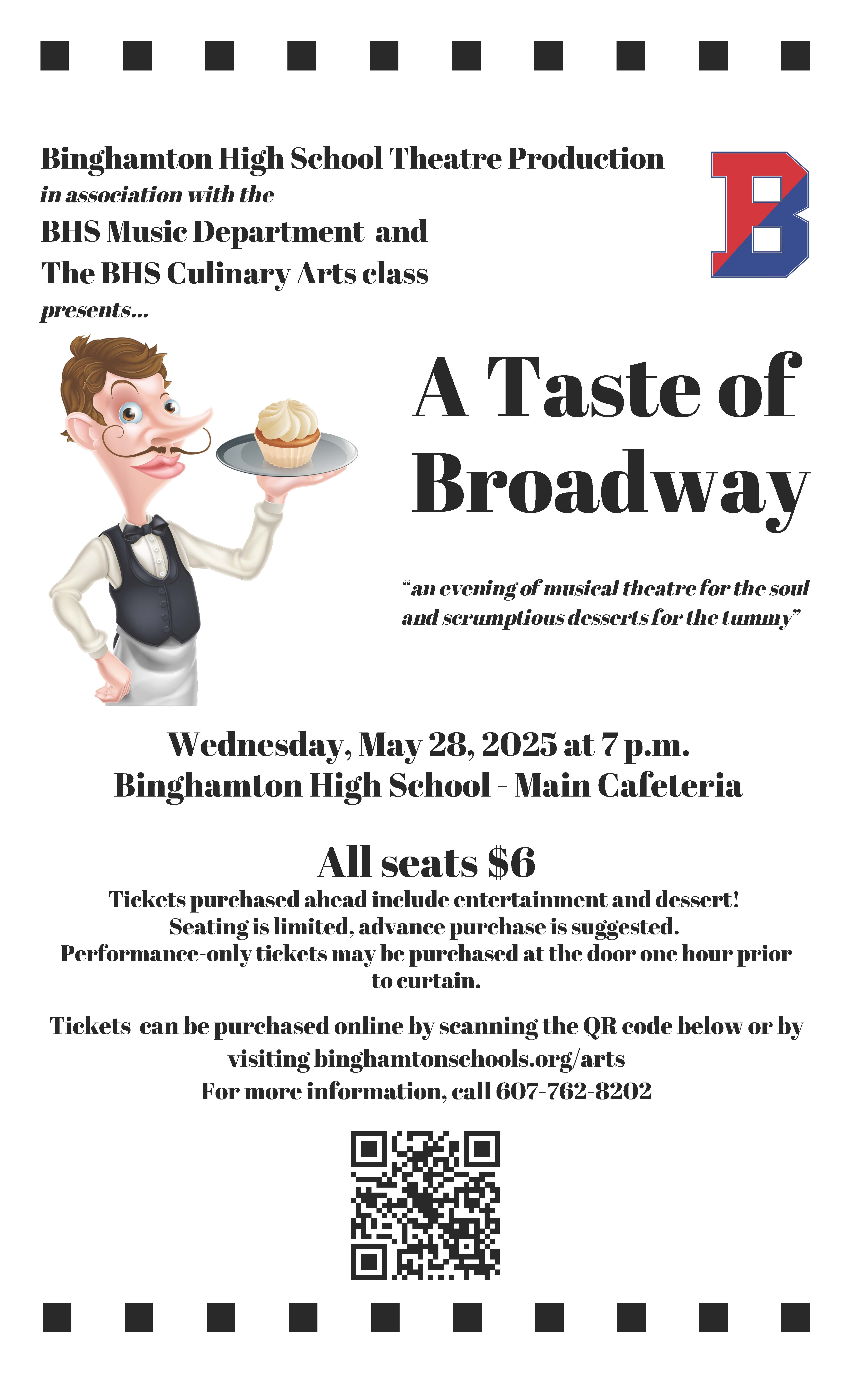 poster with information for a taste of broadway dessert cabaret
