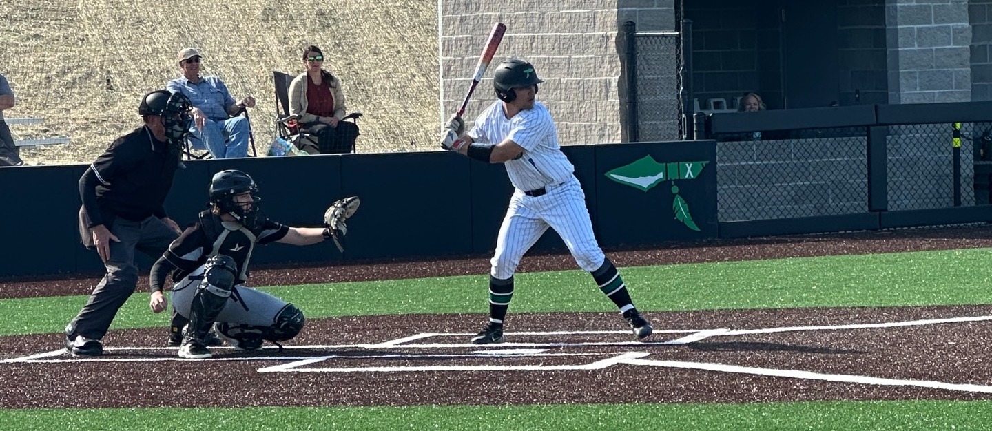 A Smithville baseball player up to bat on the home field