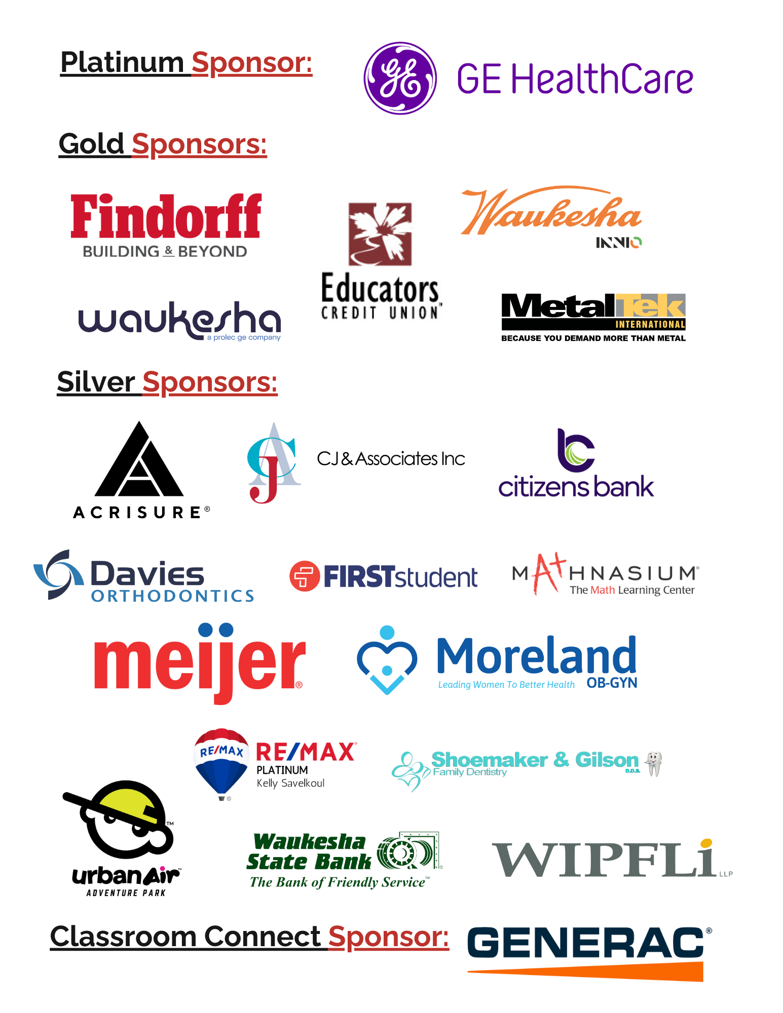 Annual & Classroom Connect Sponsors | Waukesha Education Foundation