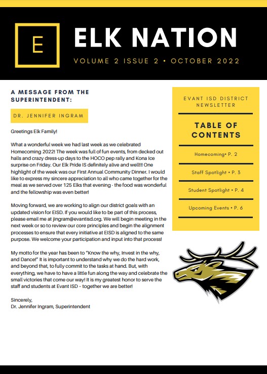 Elk Nation News, page 1, October 2022