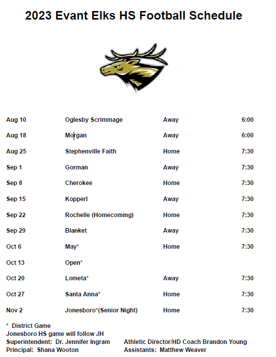 Football Evant Independent School District