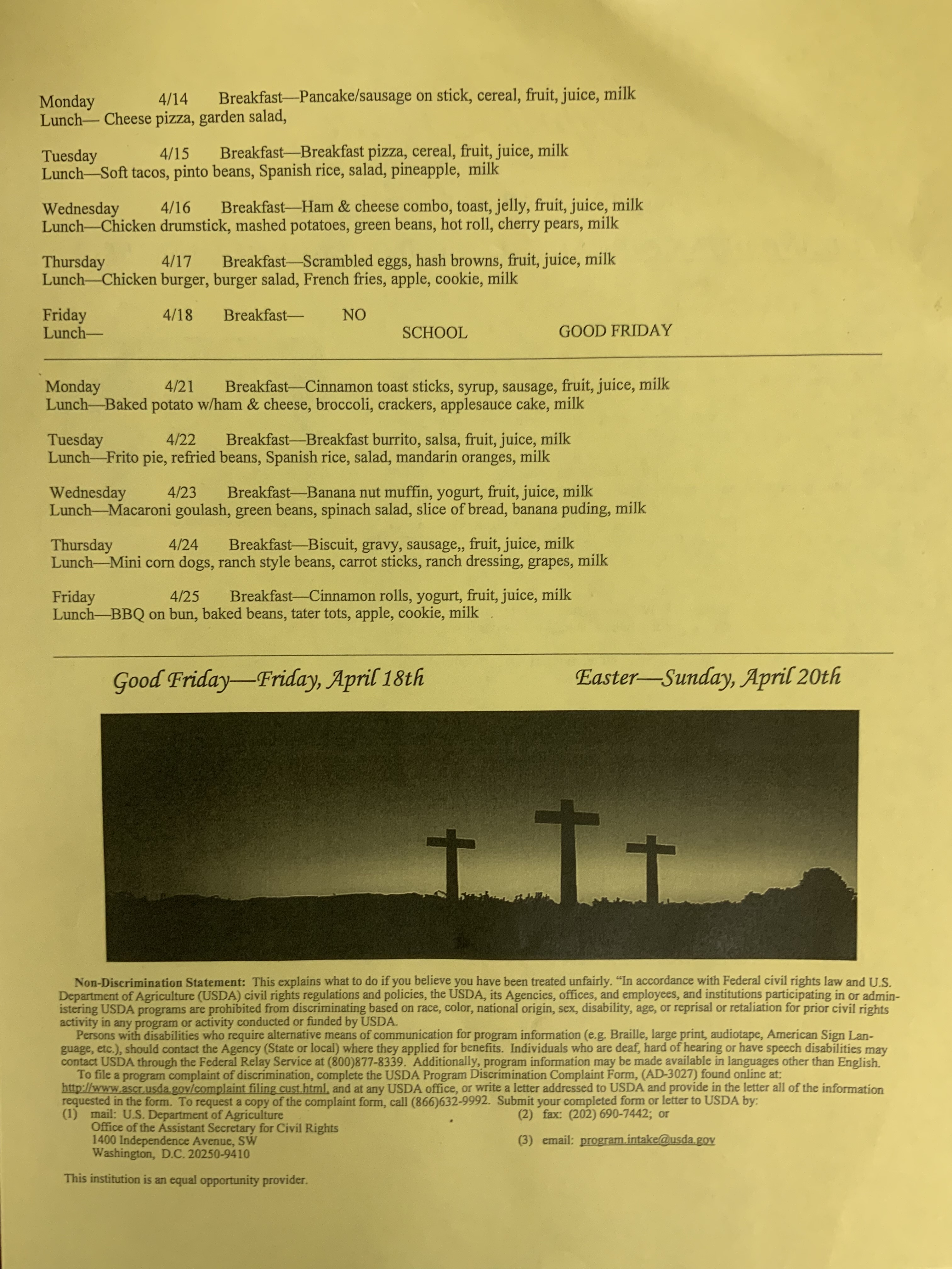 April Menu Page 2 image