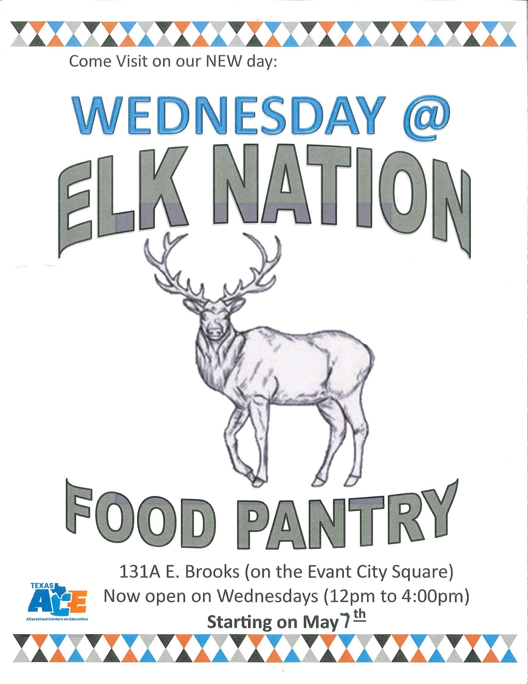 Elk Nation Food Pantry flyer
