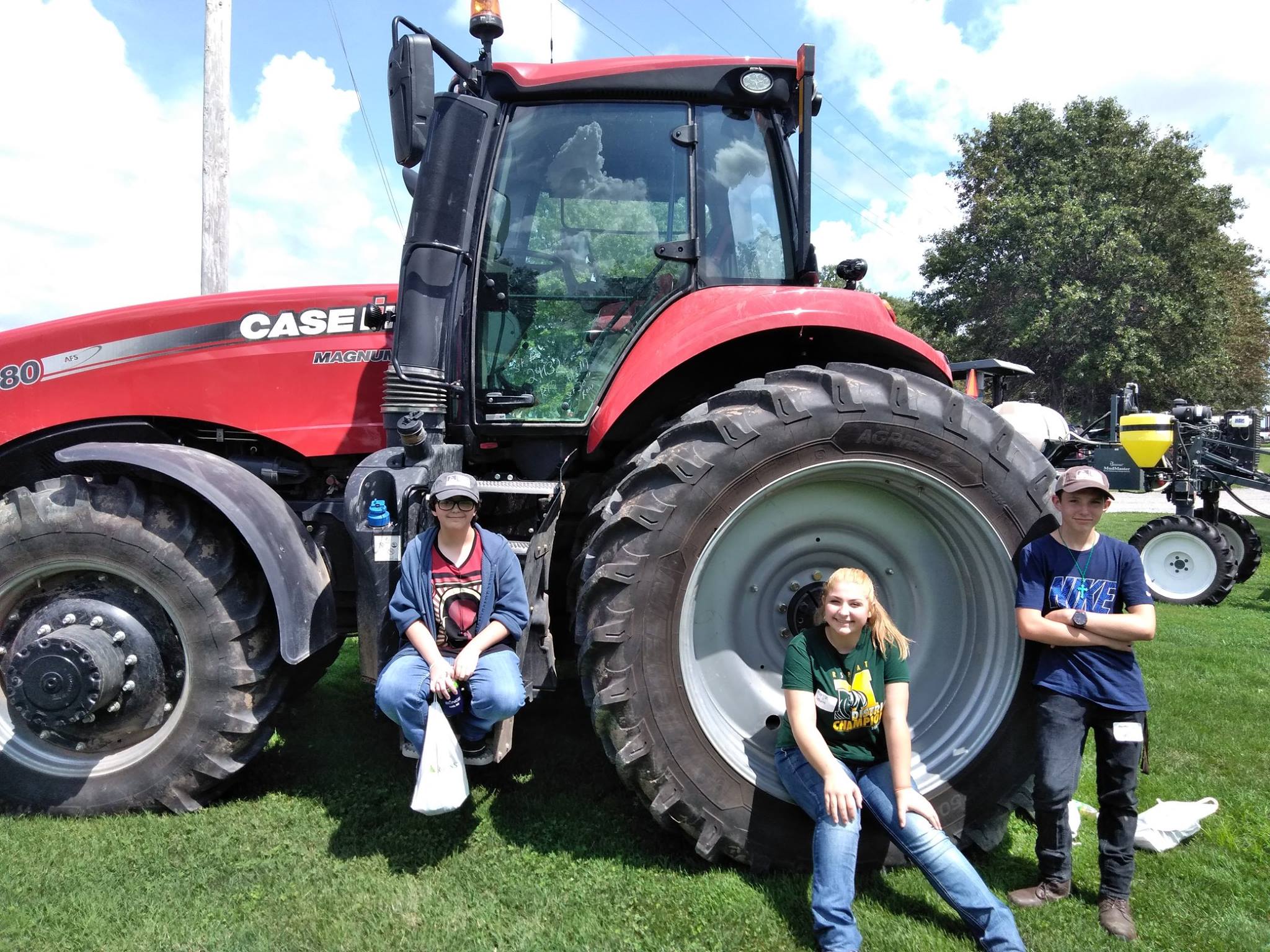 Students with tractor