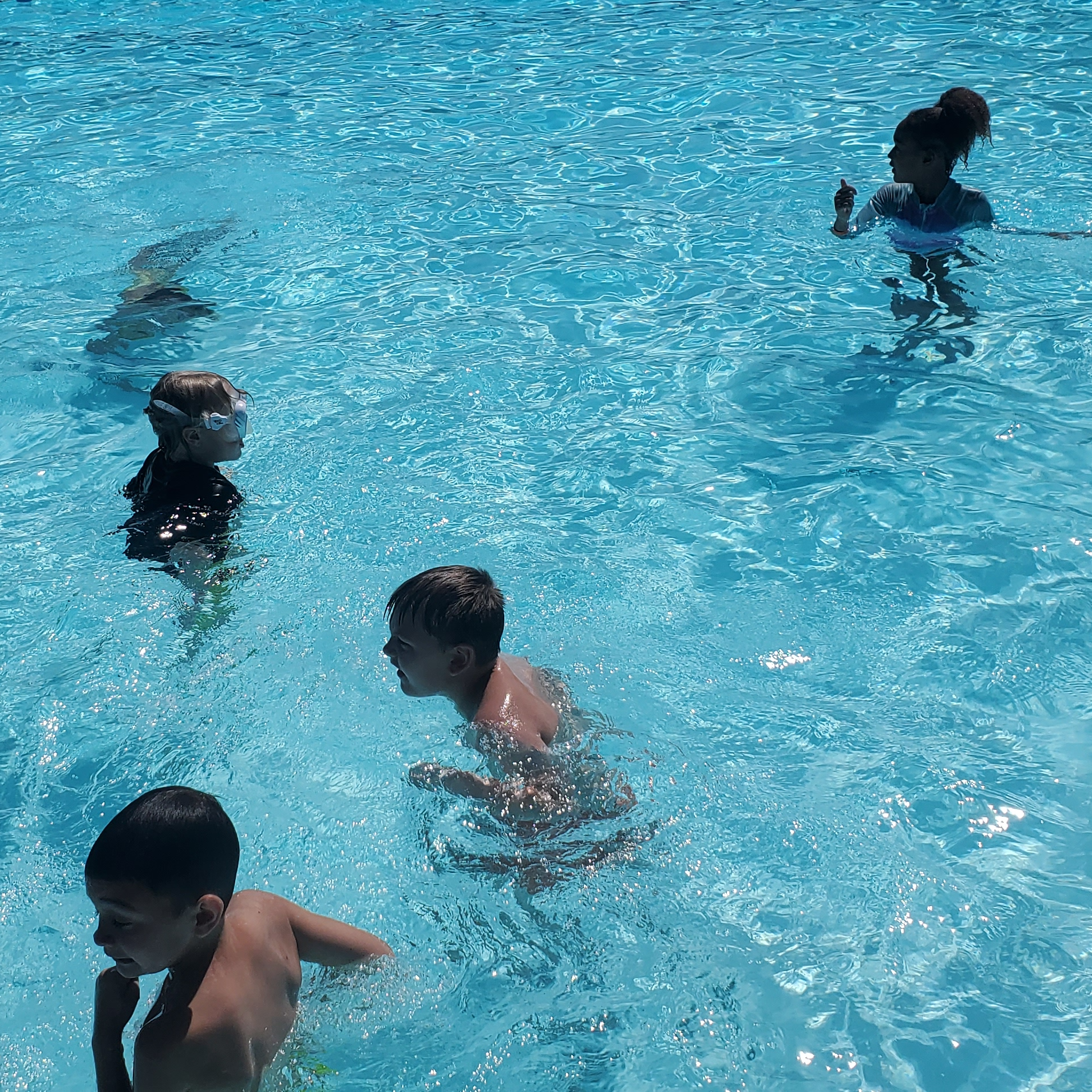 Students swimming in pool