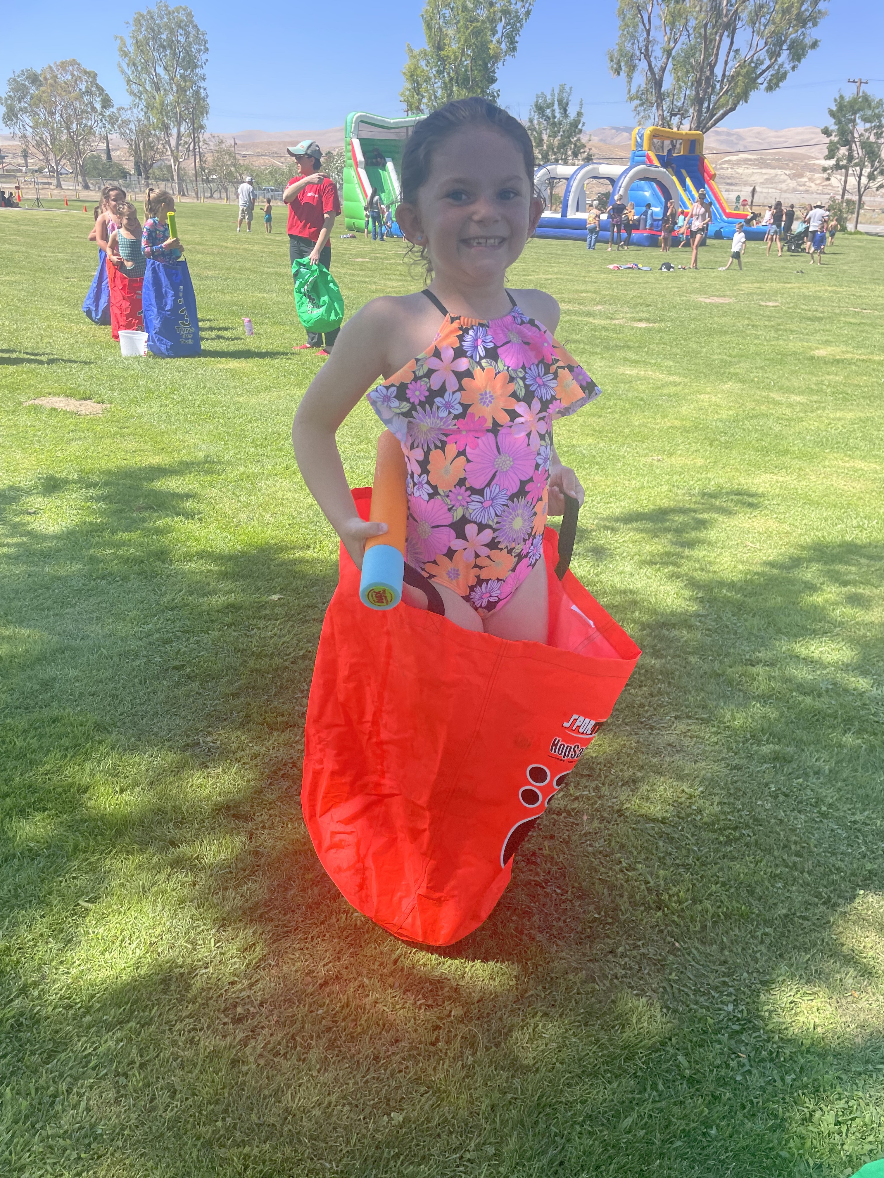 Student doing sack race