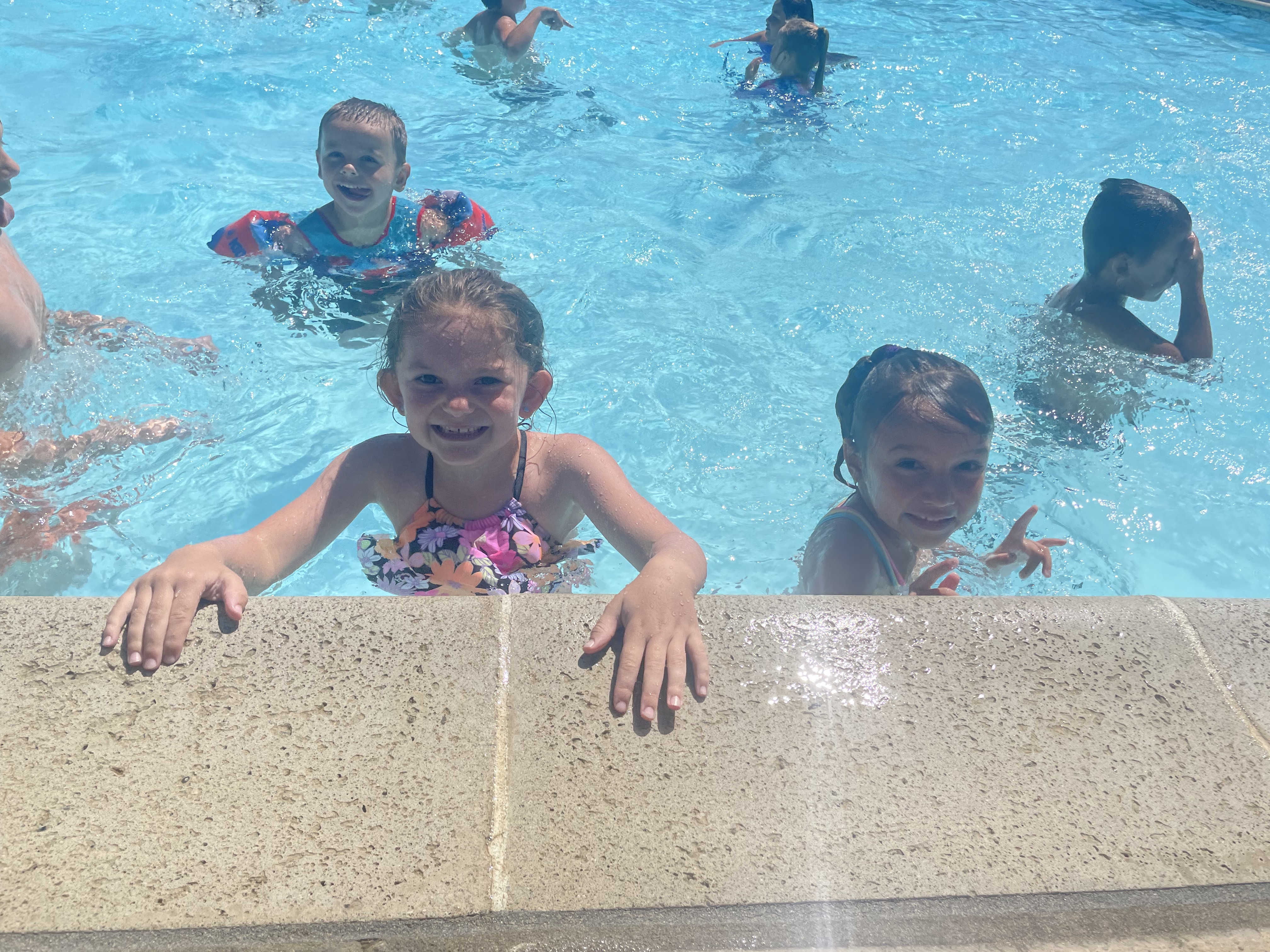 Students in the pool