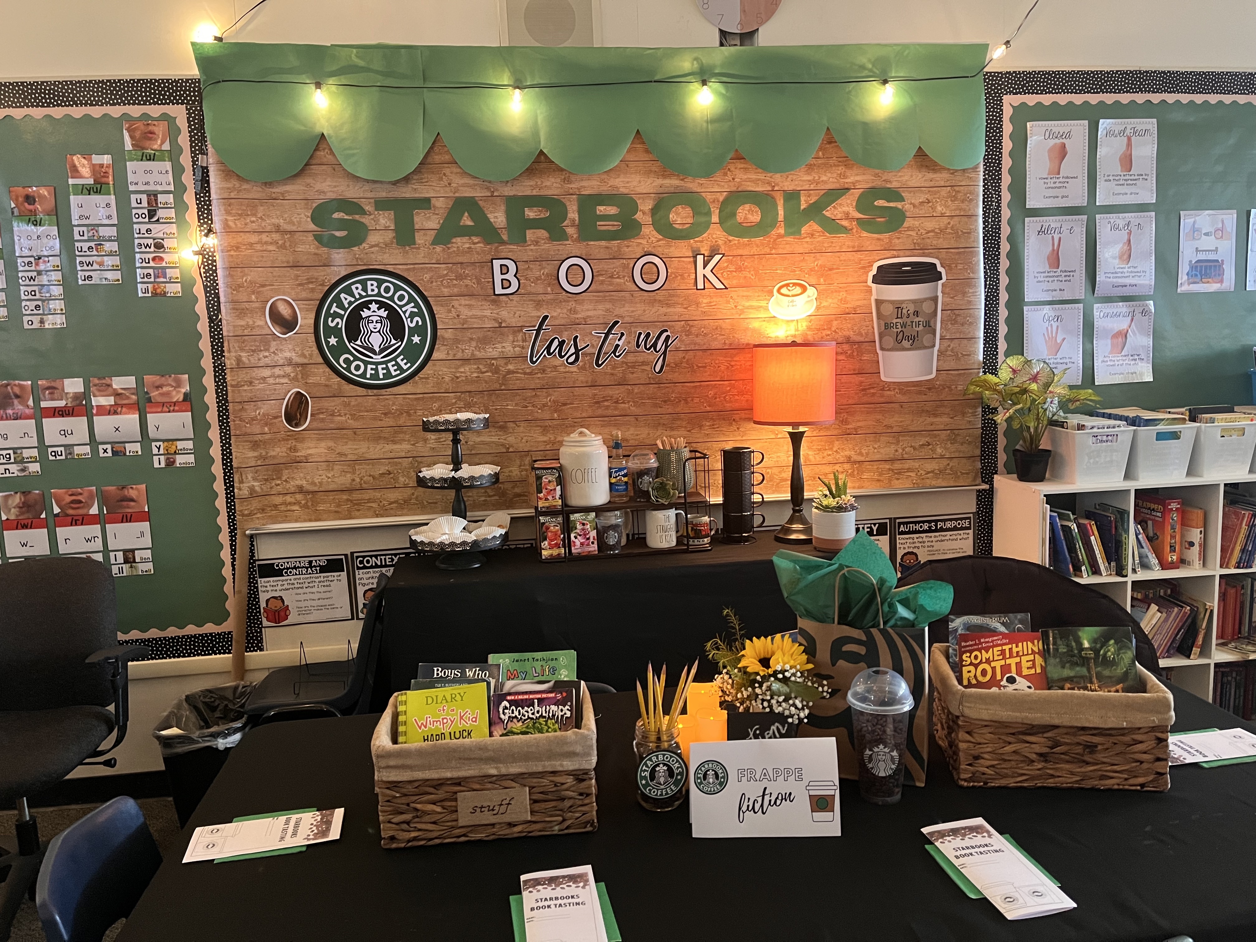 Table at book tasting event