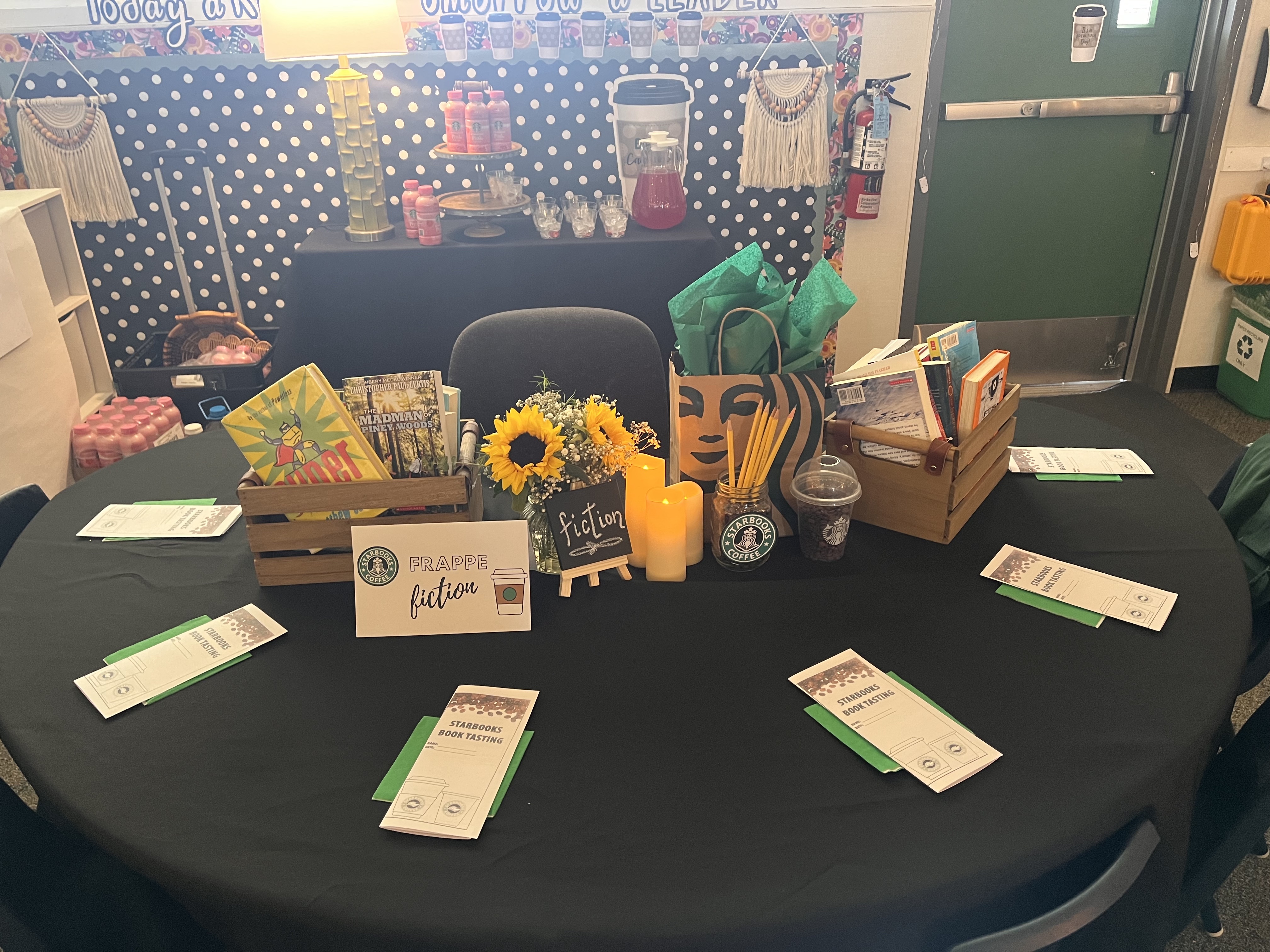 table at book tasting event