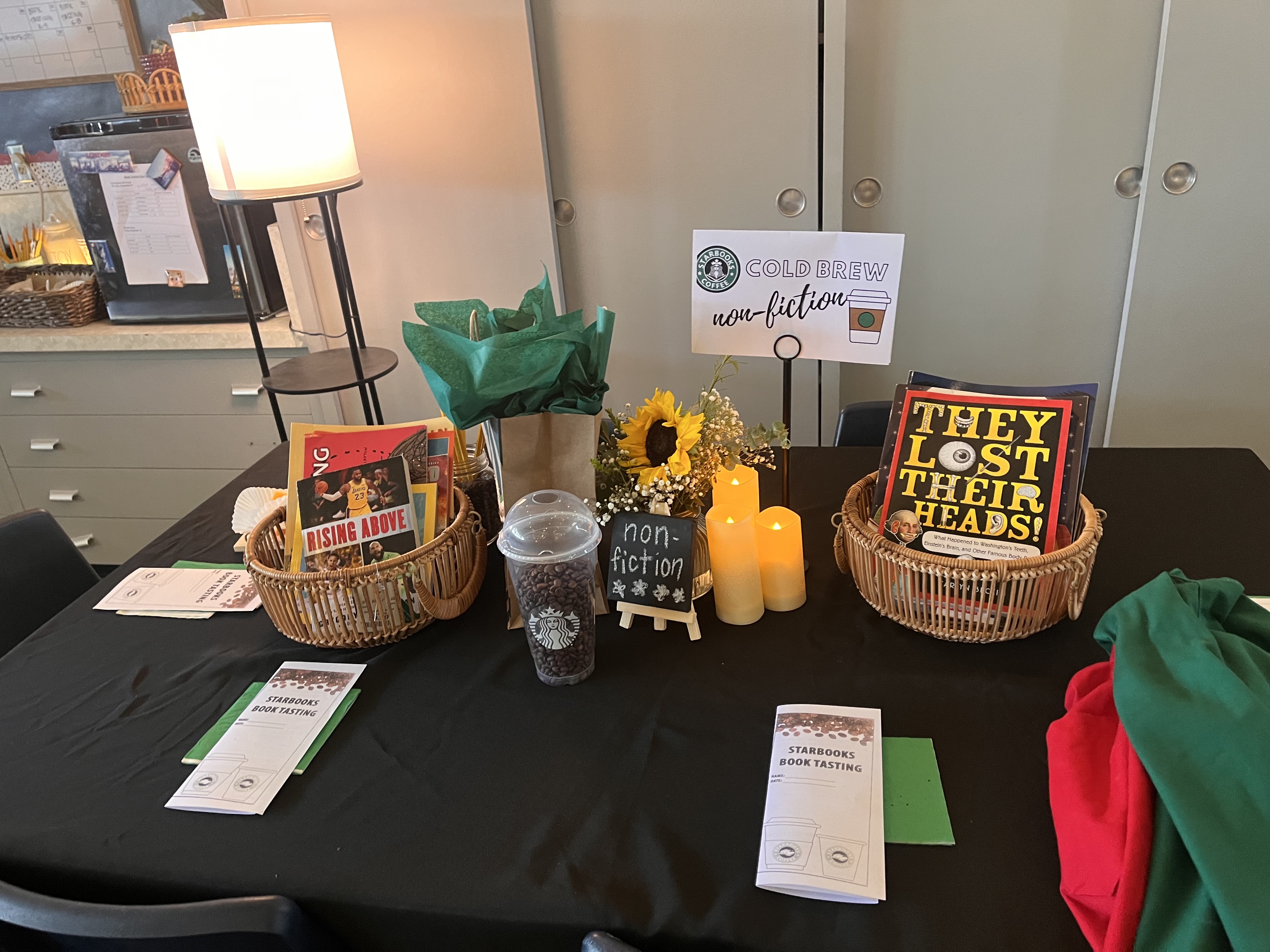Table at book tasting event