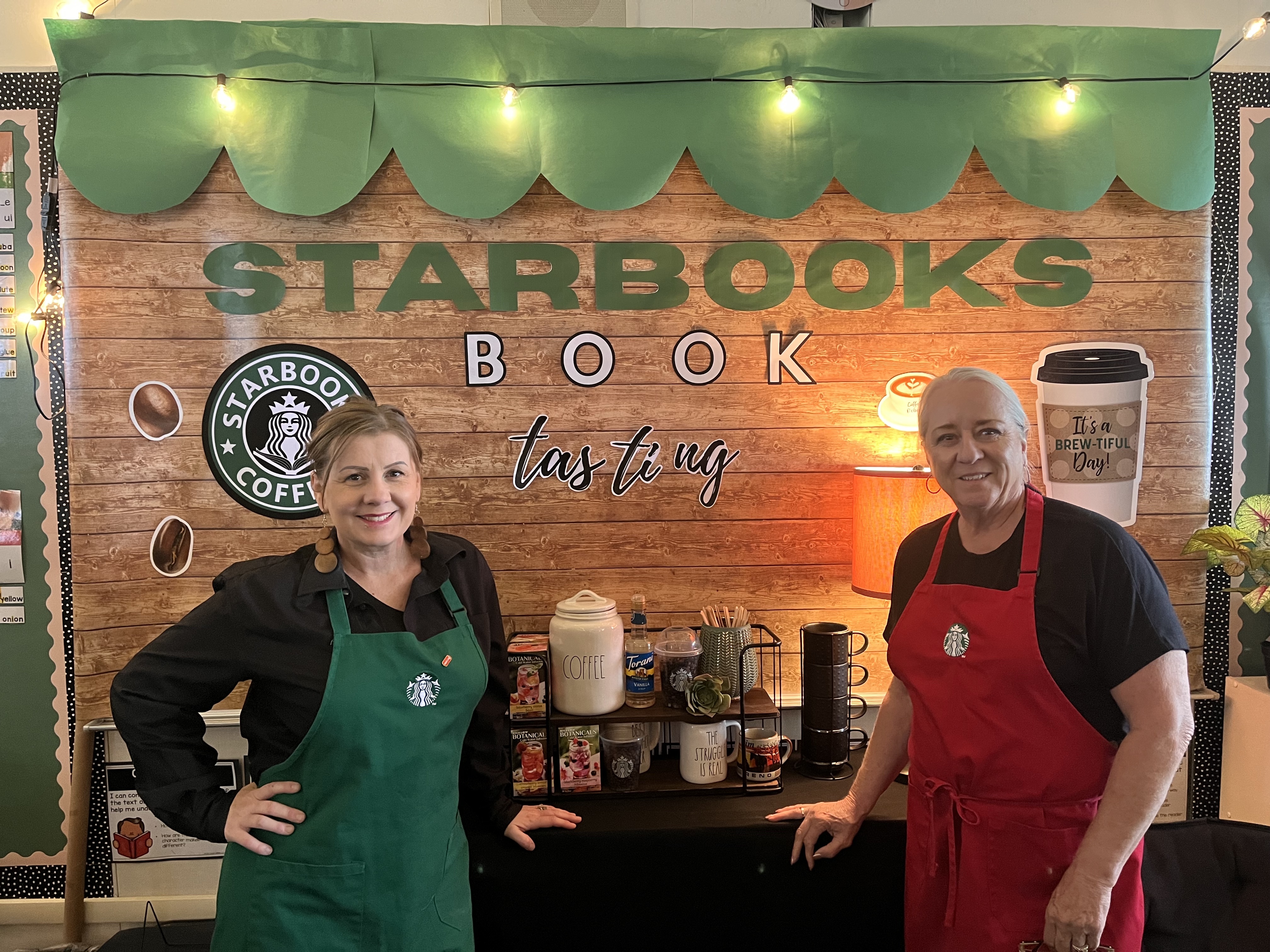 Mrs. J and Mrs. Cindy at the book tasting event